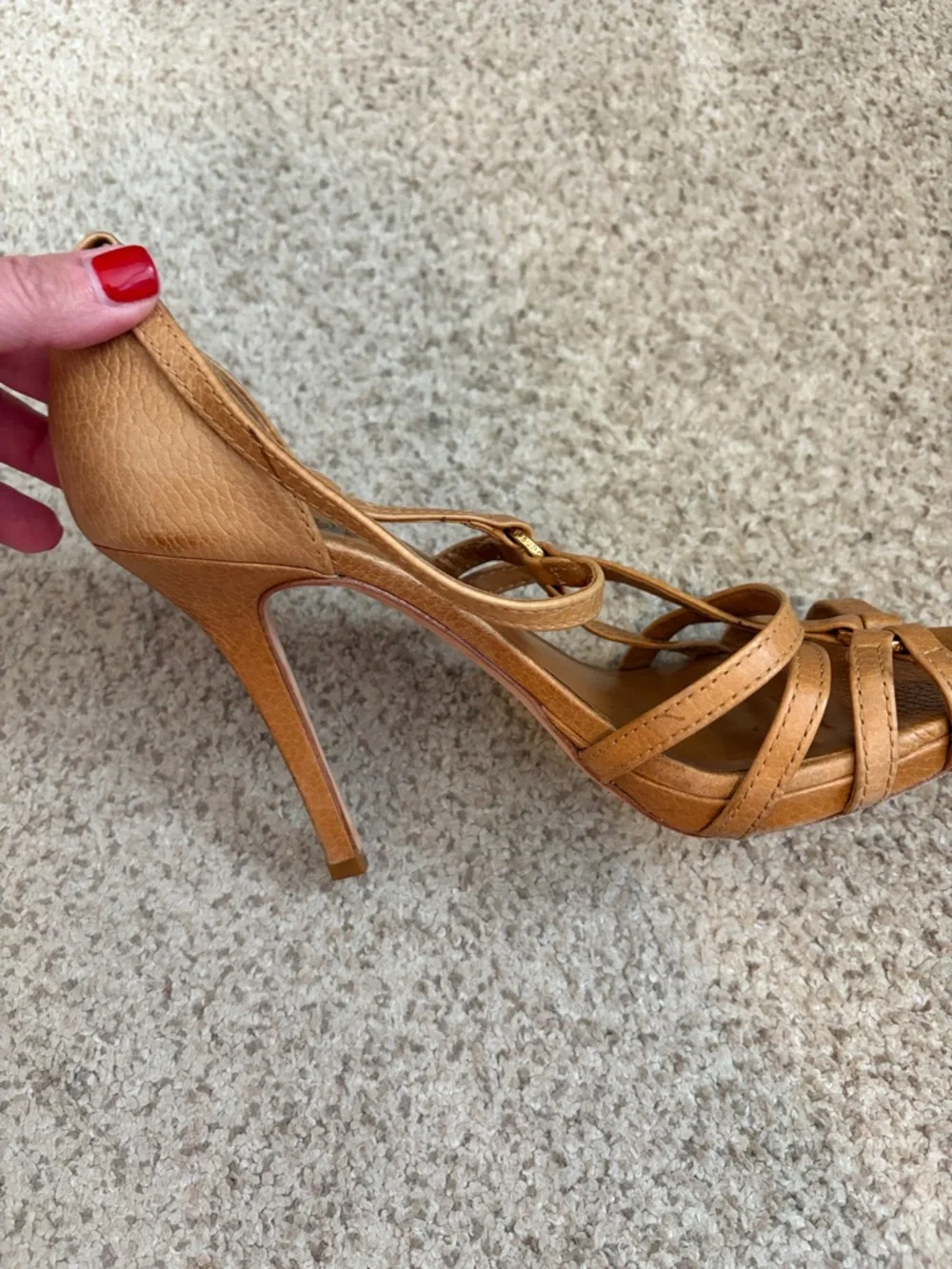 Tory Burch Strappy Sandals in “Royal Tan”, 8